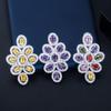 CMM White Golden Color Zirconia Large Flower Stud Earrings