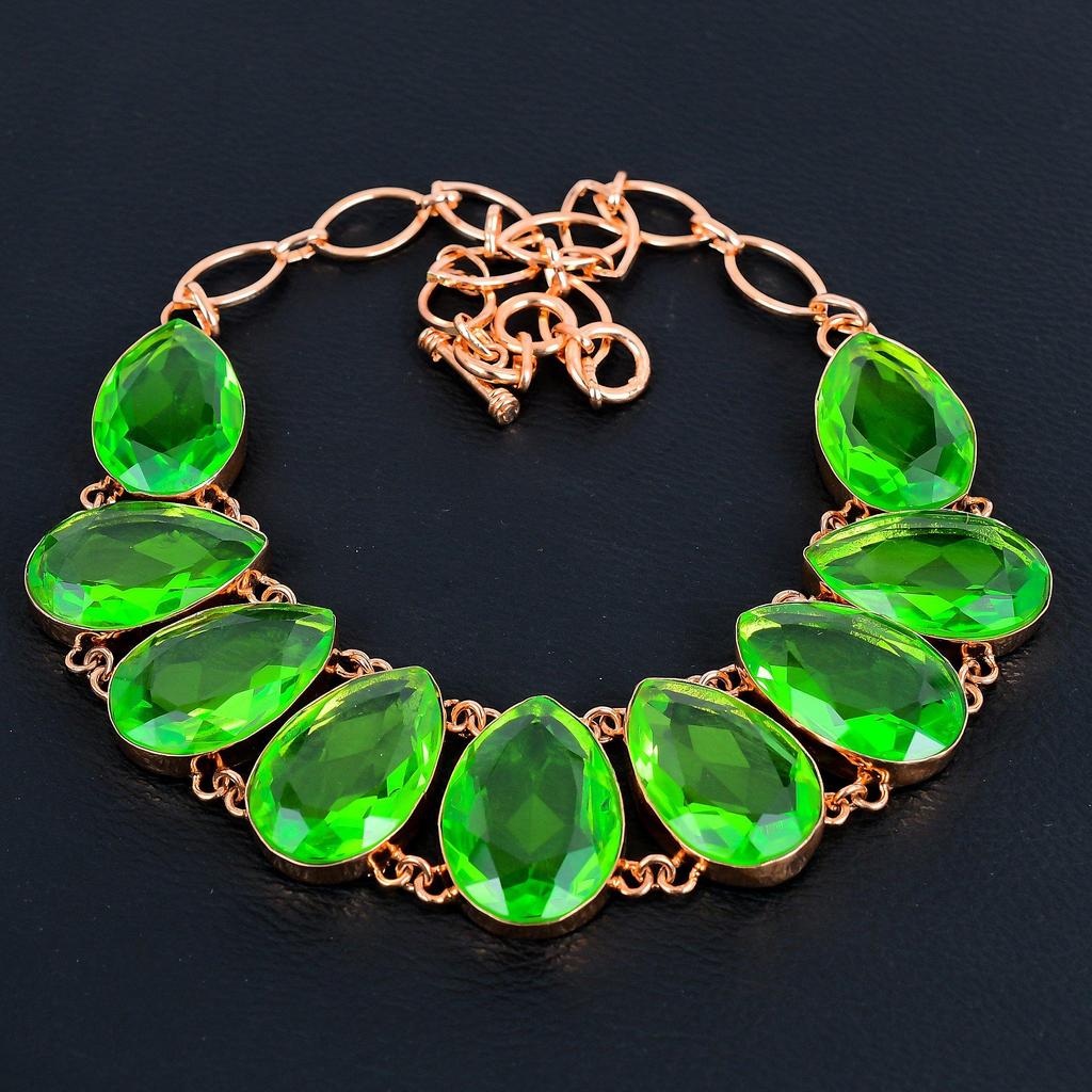 Green Topaz Gemstone Pure Copper Jewelry, Handmade Necklace Jewelry, Beauteous Topaz Necklace For Women