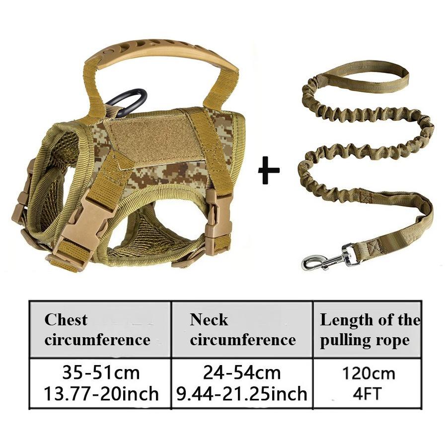 Tactical chest harness vest-style traction rope anti-escape adjustable outdoor cat leash for pets dog chain camouflage pattern