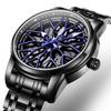 OLEVS Wheel Hub Dial Design Man Wristwatch Black Stainless Steel Men Watch Waterproof High Quality Men's Military Quartz Watches