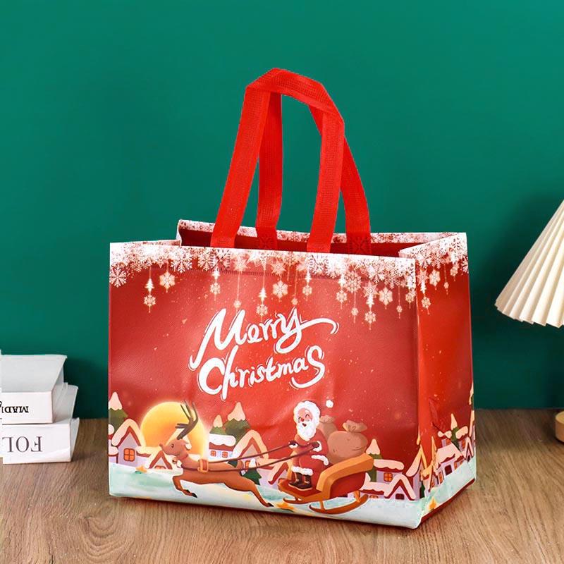 1pc Merry Christmas Gifts Bags Santa Elk Non-woven Candy Gift Packaging Tote Bag Xmas New Year Party Decor Noel Shopping Pouch