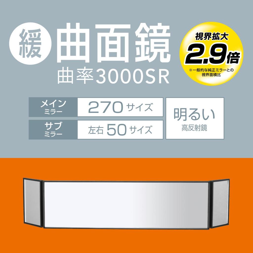 CARMATE Bakspeil med hjelpespeil 3000R 50mm M32 (Avtakbar) 270mm+Høyre 50mm+Venstre