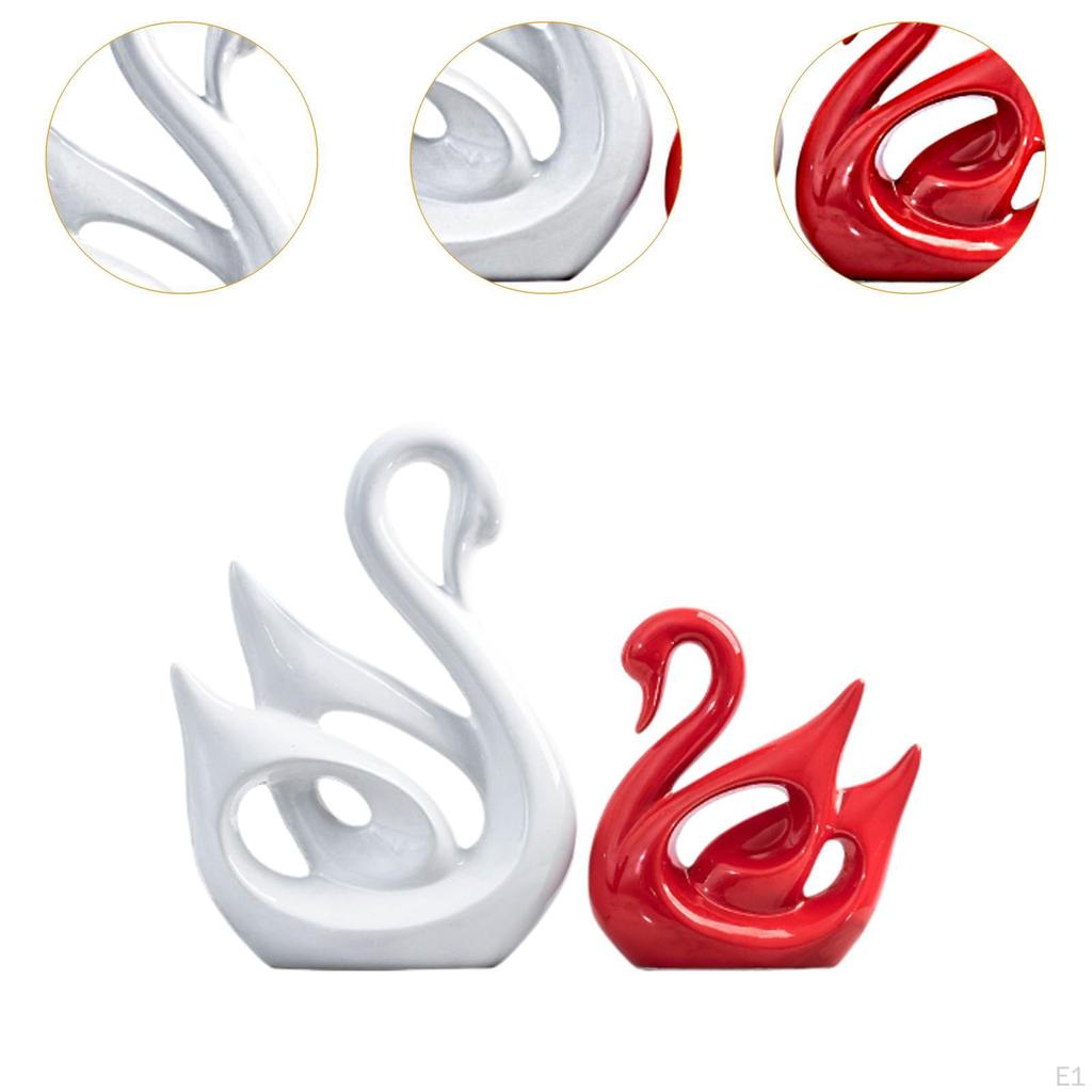 2 Stück Schwanenskulpturen Dekor Keramikfigur Paar Statuen Sammlerstück für Wohnzimmer Zuhause