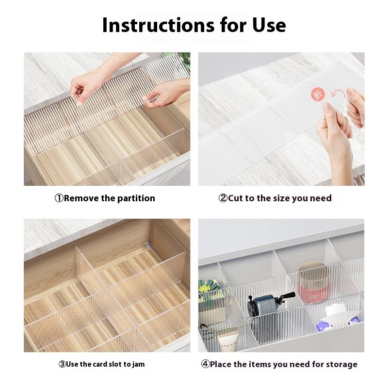 4Pcs Drawer Divider Adjustable Free Combination Partition Storage Shelves Wardrobe Closet Separator Underwear Socks Storage