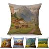 Nordic Rural Landscape Oil Painting Art Sofa Decoration Cushion Cover Rivers Scenery Style Car Chair Throw Pillow Case Cojines
