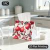 1pc Tissue Box, Watercolor Pomegranates Berries Warm Delicate Pattern, 2D Flat Printing, Keeps Dust Out, Strong And Firm, Tissue Bag, for Sleeping Are