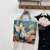 New Jacquard Canvas Bag 3D Three-dimensional Embroidered Flower Butterfly Large-capacity Shoulder Bag Women's Bag Portable Shopping