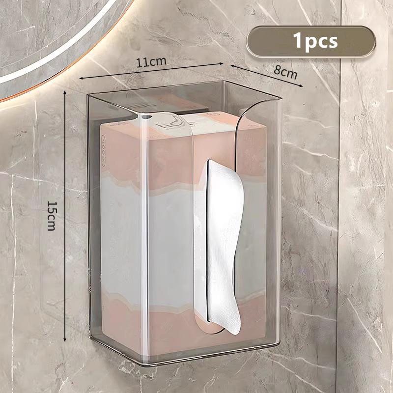 Plastic Wall Mounted Tissue Box Self-Adhesive Punch Free Paper Towel Holder Upside Down Space-Saving Napkin Container Bathroom серый 1190₽