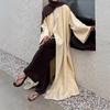 Women's Solid Color Oversized Open Front Abaya Maxi Cardigan Long Sleeve Muslim Kimono Outerwear