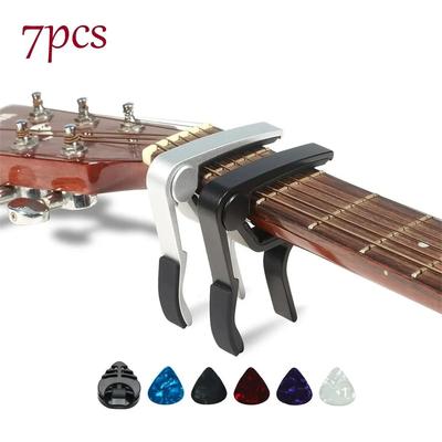 7 pezzi Capotasto per chitarra acustica ed elettrica con 5 plettri e 1 supporto
