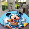 [Mickey Mouse Sailor Suit Blue Floral Printed Carpet] Non-slip Office Rug, Cozy Round Carprt for Living Room Use, Soft Home Sofa Chair Mat
