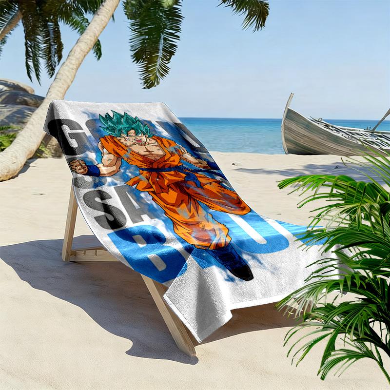 Son Goku Print Beach Towel, Large Soft Quick Dry Towel for Beach Camping Swimming