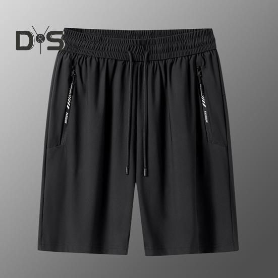 Pantaloni scurți pentru bărbați, talie elastică, talie medie, respirabili, cu buzunare, uscare rapidă, pantaloni scurți subțiri din mătase glacială, pentru timpul liber