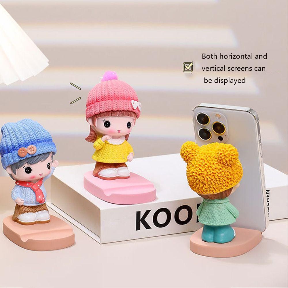 Anti Slip Cute  Mobile Phone Holder Figure Model Cartoon Phone Bracket  Watching Tv