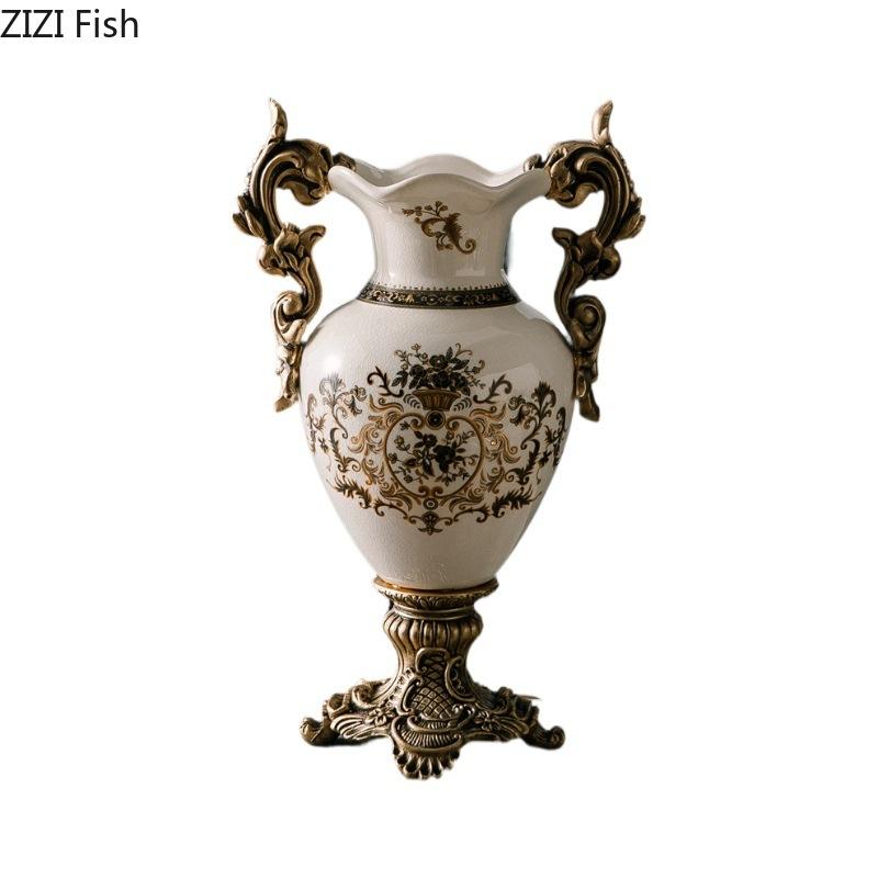 Klassisk Blomster Dekorativ Keramikvas Blomkrukor Skrivbordsdekoration Blomsterarrangemang Vita Blomstervaser Rum Estetisk Dekor