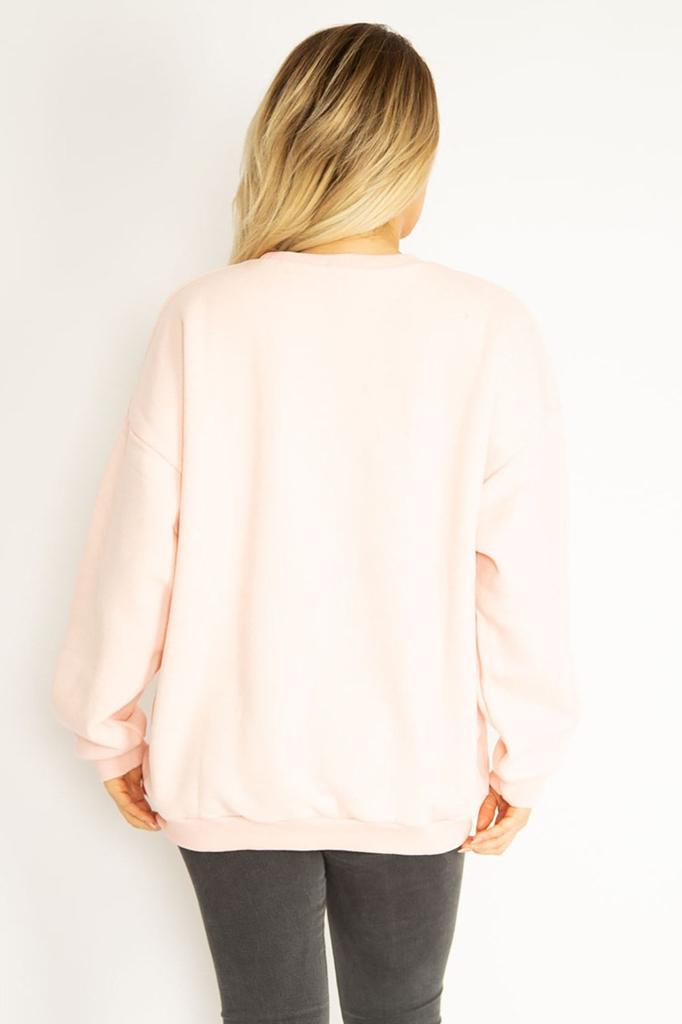 Women's Style Big Size Sweatshirt Large Size Pink 3 Threads Fleece Sweatshirt