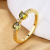 2026 Light Luxury Niche Electroplated Gold Full Diamond Inlaid Love Zircon Bow Ring Colored Treasure High-end Jewelry