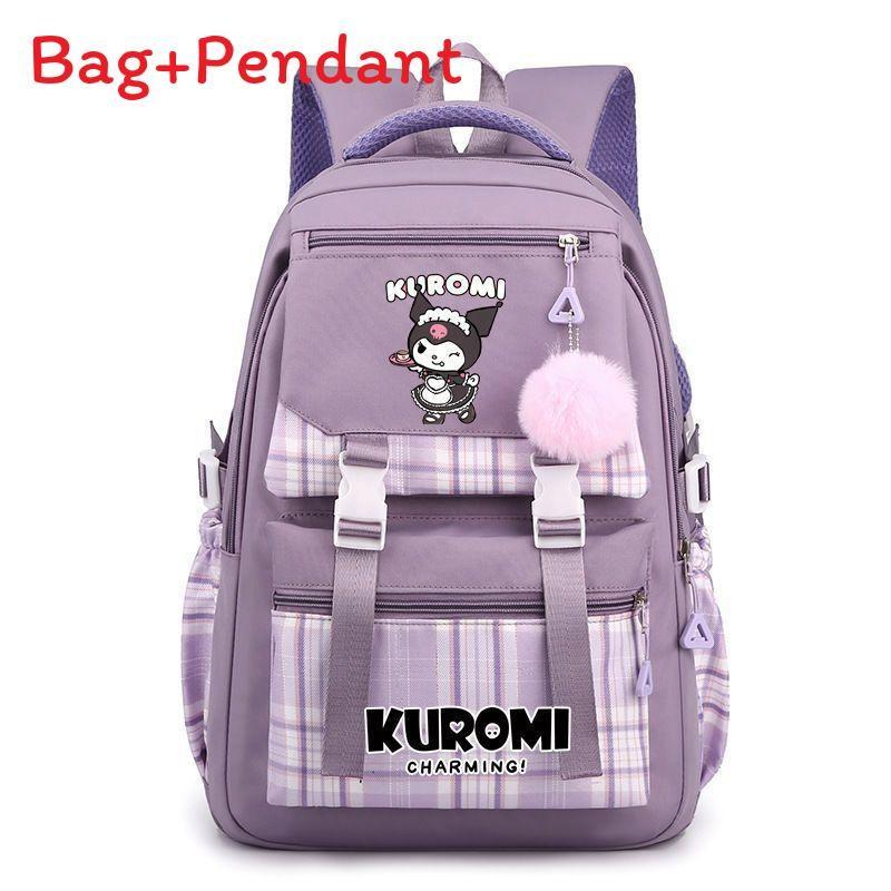 Zaino a Libro di Kuromi per Bambini Zaino in Nylon con Cartone Animato di Ragazza per Viaggi e Scuola