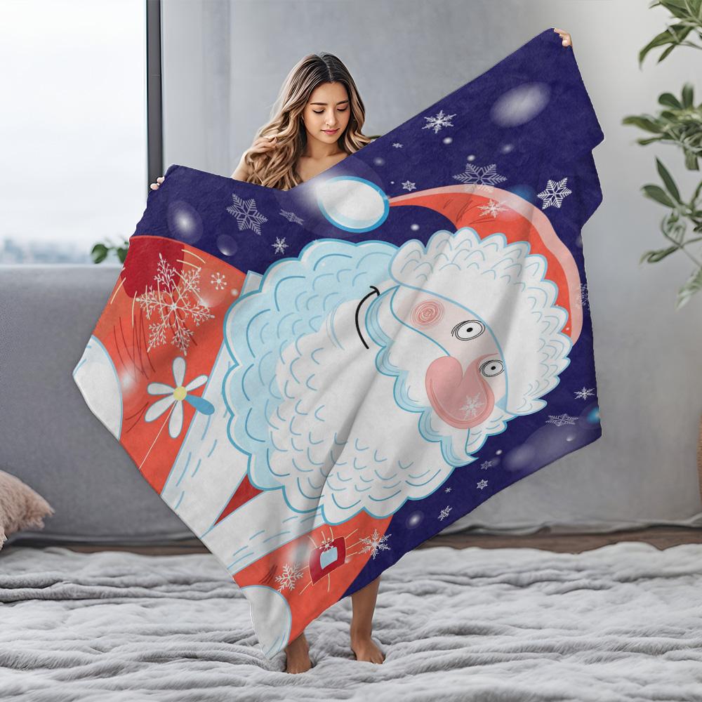 TU Fluffy Santa Blanket Soft Throw Cozy Christmas Gift Holiday Decor Festive Home Decor Reindeer Elk Winter Warm Plush Bedding