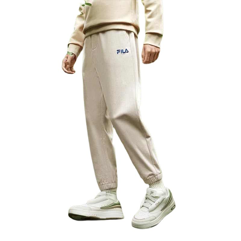 Fila FW22 Logo Elastic Cuff Straight Leg Casual Pants Men Pants Off-White F11M248603F-IV