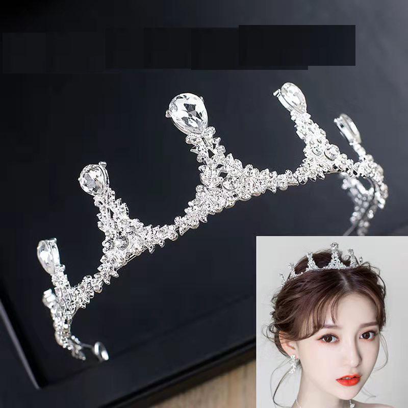 Rhinestone Bridal Jewelry Set: Korean-Style Crown, Necklace & Hair Accessories