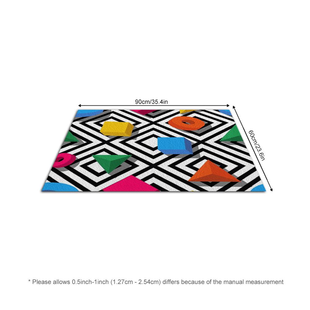 Tuniu Colorful Geometric Rug Kids Play Mat Non Slip Room Carpet for Bedroom Living Room Decor