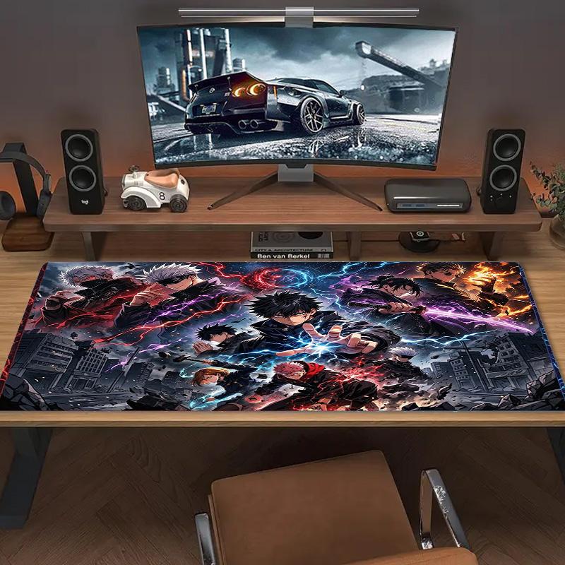Jujutsu Kaisen Farb-Mauspad Großes Gaming-Tischkissen Rutschfestes Laptop-Tablet Großes Mauspads XXL Matte Mini-PC-Spielmatte Mit Verriegeltem Rand