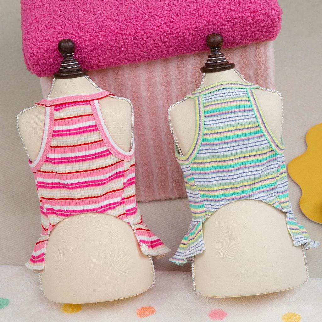Striped Strawberry Princess Dress for Small Dogs - Spring/Summer Collection