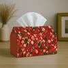 1pc of a Lifelike Strawberry-Themed Tissue Box Cover, Featuring a Vibrant Red Fruit And Green Leaves Design. It Is Made from High-Quality, Waterproof,