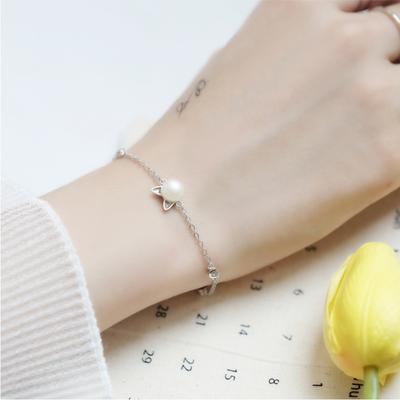 Sterling sølv S925 sølv armbånd koreansk stil perle katteører Søt og søt diamant kattunge armbånd for kvinner gave