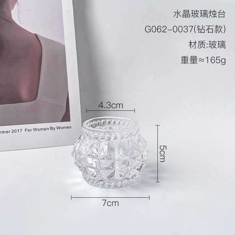Sferyczny Szklany Kryształowy Świecznik Przezroczysta Tekstura Niełatwo Razi Ręce Bar Kolacja przy Świecach Dekoracje Domowe Ozdoby
