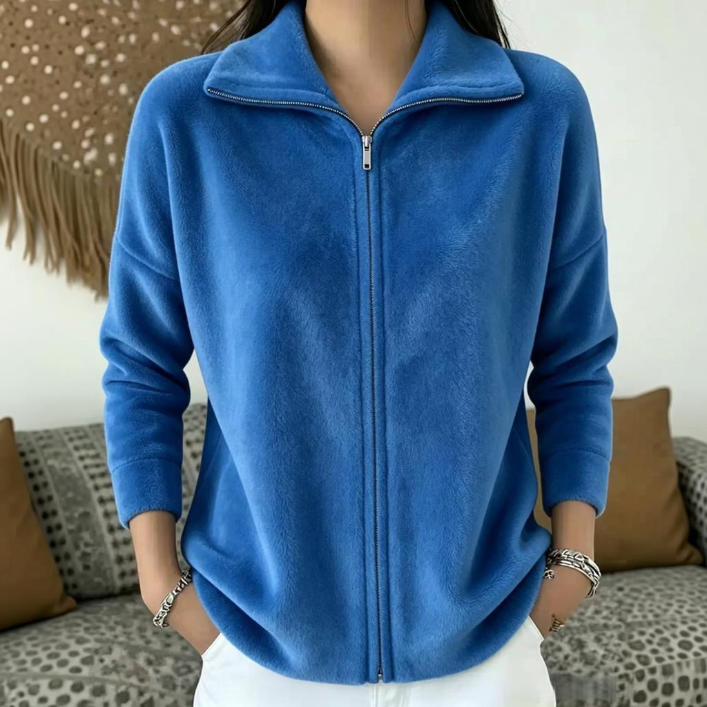 Women's Stylish Multi-Color Zip-Up Jacket – Loose & Versatile