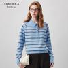 Kemonboka Women's Striped Doll Collar Wool Sweater
