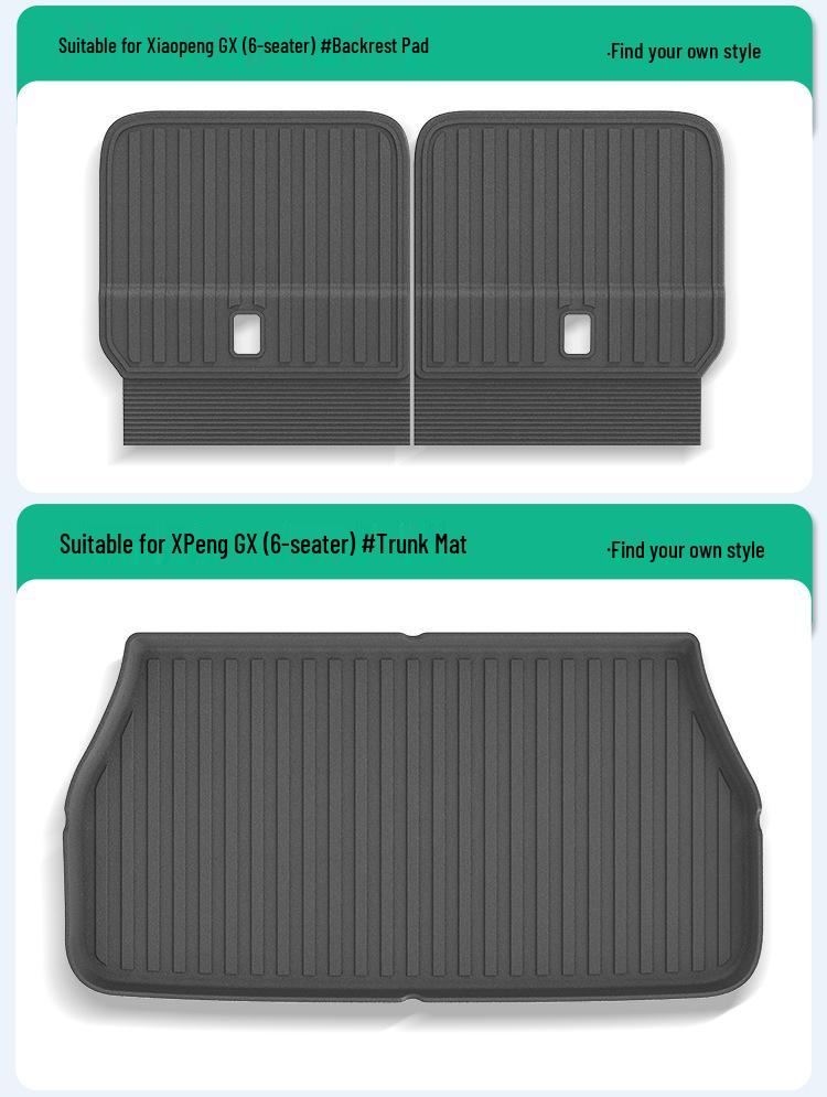 Eco-friendly TPE Floor & Trunk Mats for 2026 XPeng GX, with Backrest Protection.