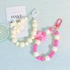 Pink Pearl Bow Keychain Beaded Pendant Anti-Lost Rope Mobile Phone Chain Earphone Bag Car Keychain Backpack Accessory
