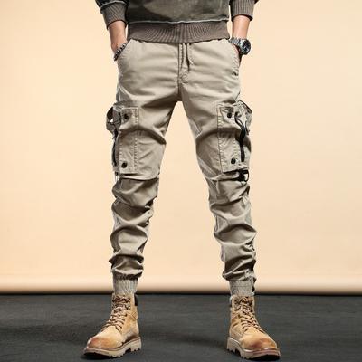 Spring Autumn Mens Cargo Pants Multi Pocket Khaki Trousers Casual Cotton Pants Men Plus Size Cargo