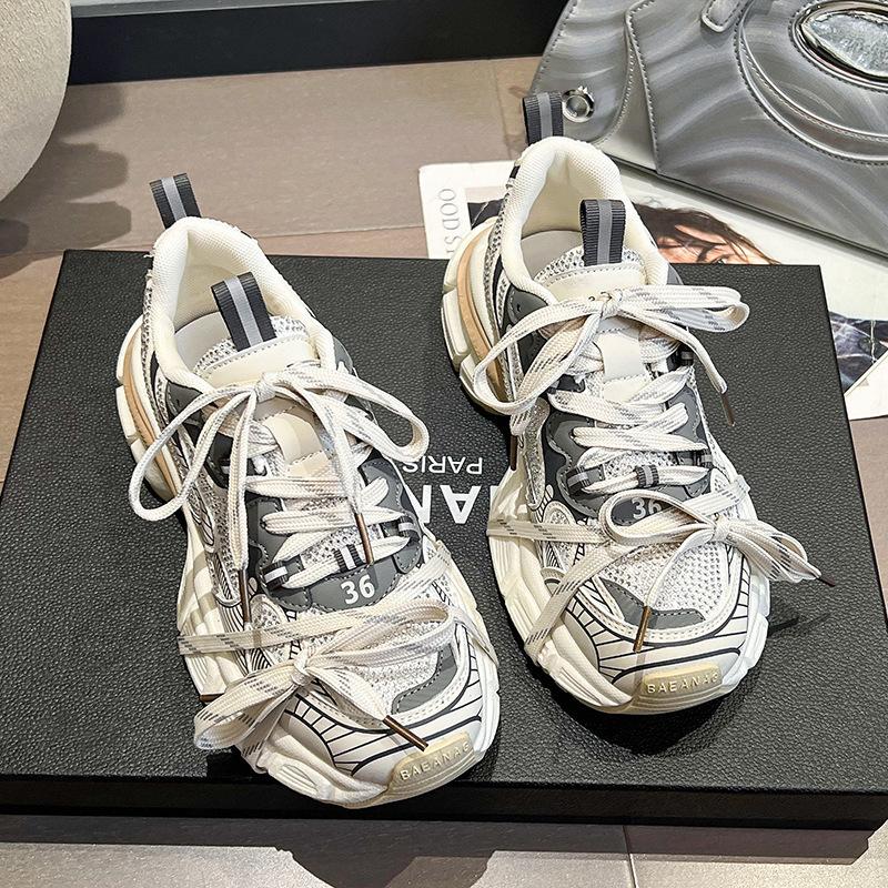 

Platform dad shoes women s 2025 new summer thin breathable lace mesh heightening small casual sports shoes 40