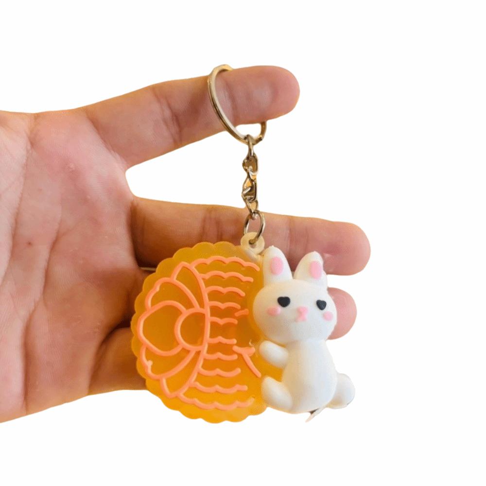 3D Mooncake Little Rabbit Keychain Creative Mini Mooncake Rabbit Keychain Schoolbag Pendant Style 2