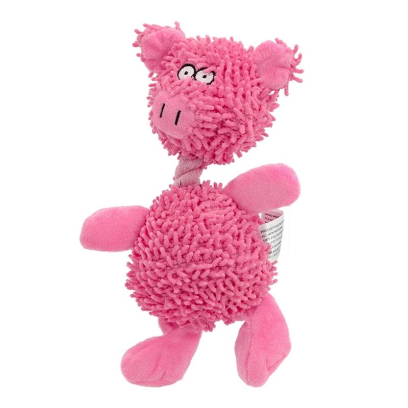 Fun Squeaky Plush Dog Toy Colorful Mop Fiber Puppy Toy for Teething Puppies and Anxieties Reliefs