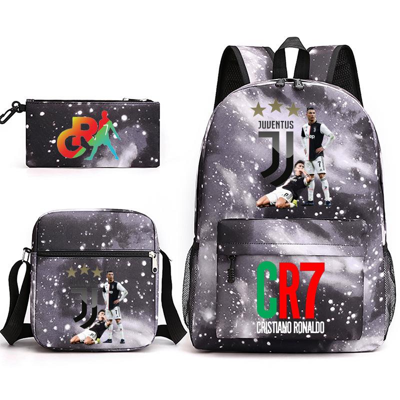 Mochila escolar de gran capacidad con correa para el hombro; set de tres piezas para estuche de lápices de estudiante