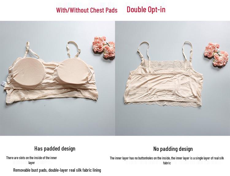 Summer Breathable Mulberry Silk Lace Camisole Versatile Tank Top