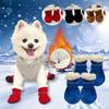 4pcs Thickened Pet Shoes Suede Velvet Snow Boots New Winter Dog Shoes