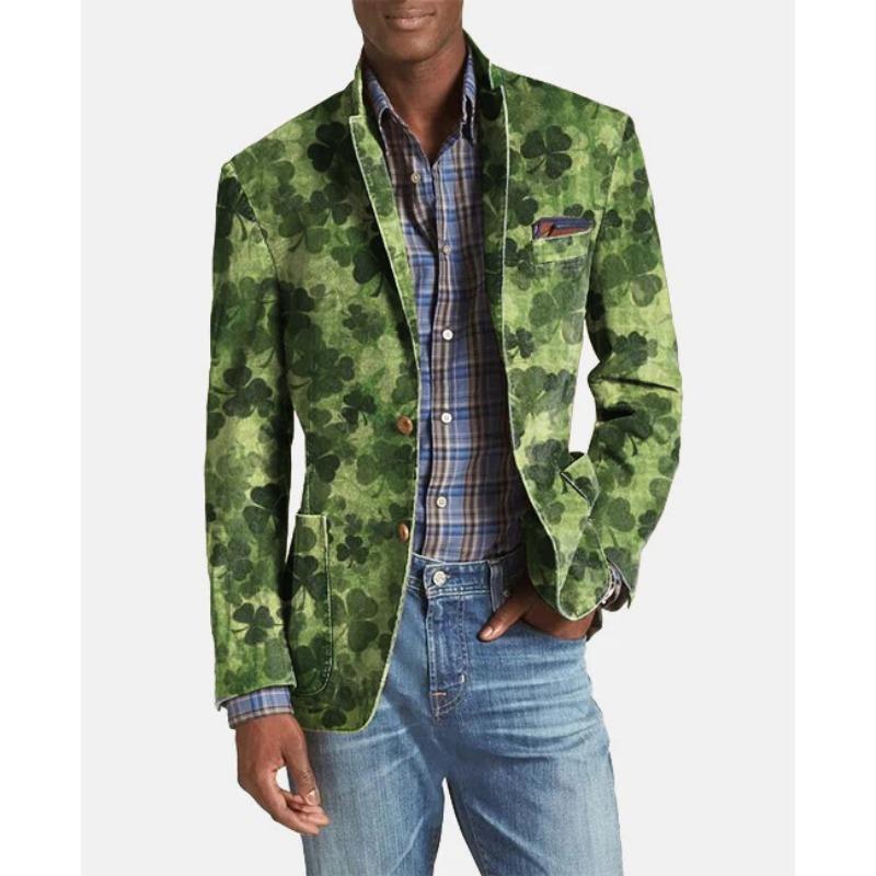 Men's Green Plaid Single Breasted Blazer