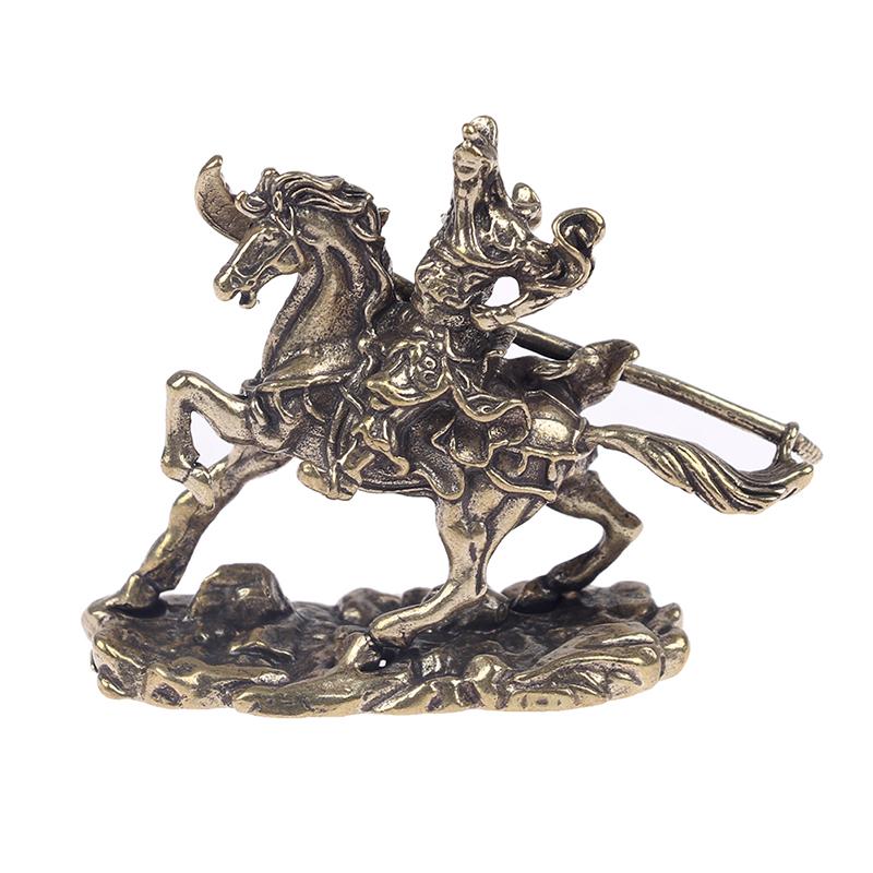 Brass God Of Wealth Riding Horse Guan Gong Statue Home Decoration Accessories