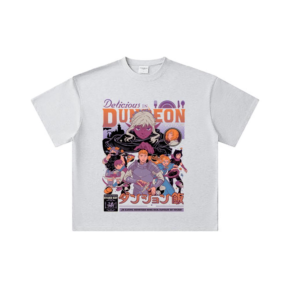 260 GSM Doppelgarn 32er Zählart 100% Baumwolle Delicious in Dungeon V2 Aufdruck Unisex Schweres Baumwoll-T-Shirt