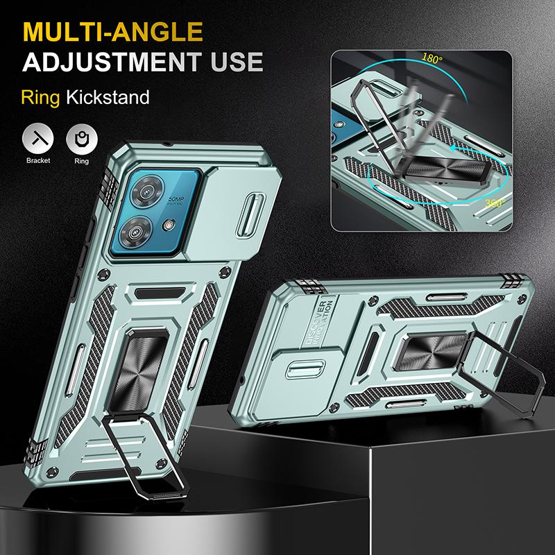 Armor Series For Motorola Edge 40 Neo 5G Case PC+TPU Phone Cover with Kickstand/Lens Shield