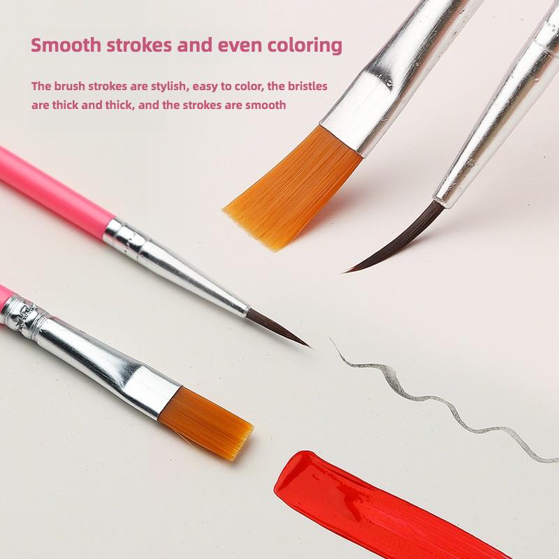 12 colored flat round head set plastic hook line digital oil paint brush nylon hair graffiti kindergarten drawing watercolor pen