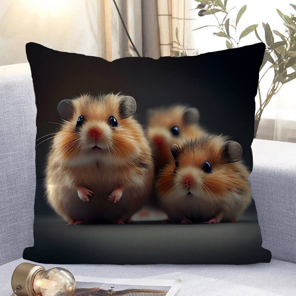 Cute Hamster Pillow Case Removable Washable Cushion Cover – All-Season Soft Linen