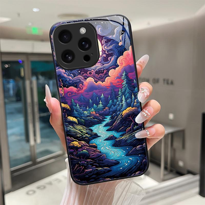 Für iPhone 16 15 Pro Max Plus 16E SE 2025 Gehärtetes Glas Handyhülle Coole Cartoon Tiger Drache Kameraschutz Harte Rückseite