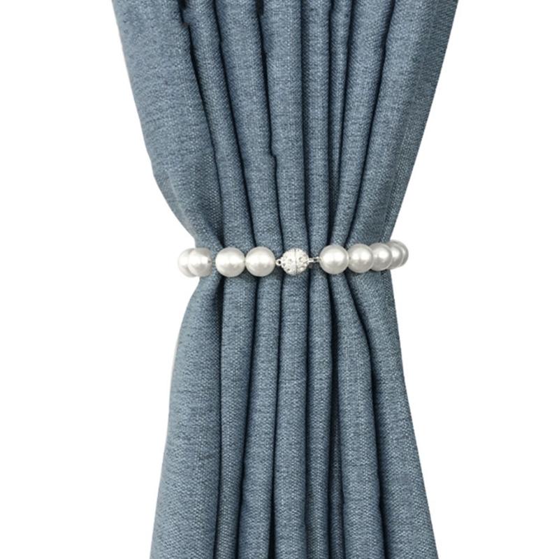 Confezione da 2 Fermacravatta per Tende con Perle, Moderni Fermacravatte Decorativi per Tende con Cordino